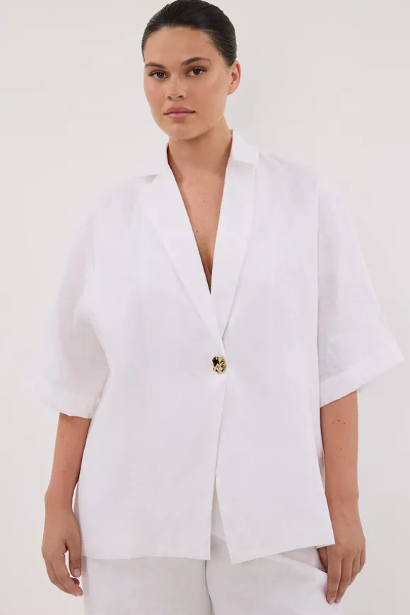 NALA WHITE LINEN RESORT SHIRT