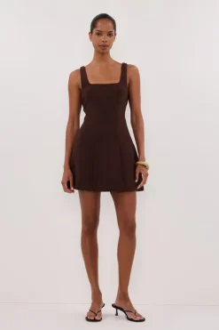 NIEVE CHOCOLATE SLEEVELESS MINI DRESS