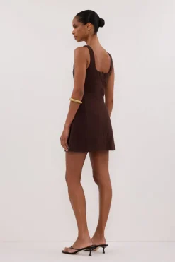 NIEVE CHOCOLATE SLEEVELESS MINI DRESS