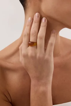 NOAH THE LABEL BROWN CHUNKY RESIN RING