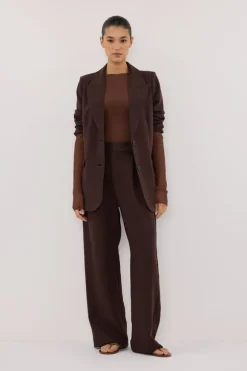 NYRA CHOC MESH LONG SLEEVE TOP