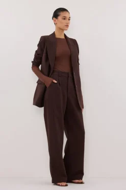 NYRA CHOC MESH LONG SLEEVE TOP