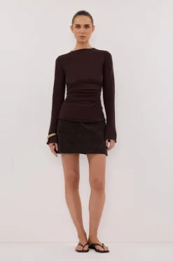 OAKLAND CHOC FAUX SUEDE MINI SKIRT