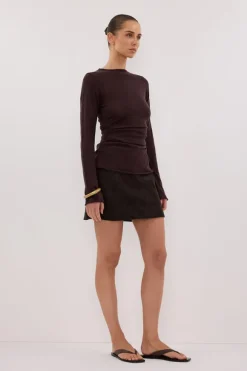 OAKLAND CHOC FAUX SUEDE MINI SKIRT