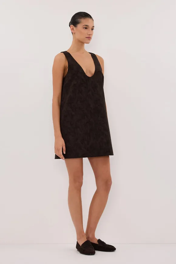 OAKLAND CHOC FAUX SUEDE MINI DRESS