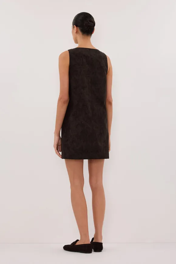 OAKLAND CHOC FAUX SUEDE MINI DRESS