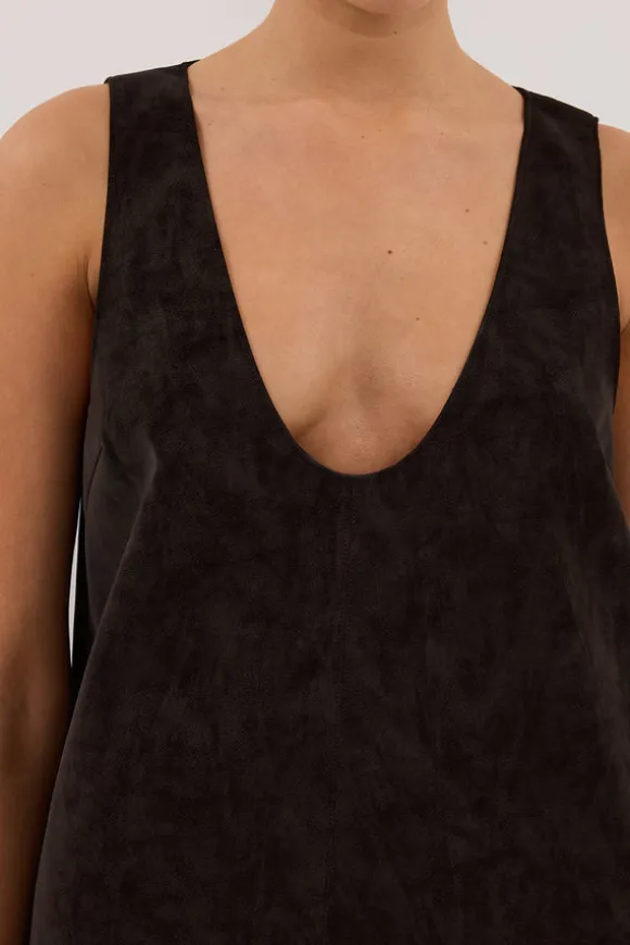OAKLAND CHOC FAUX SUEDE MINI DRESS