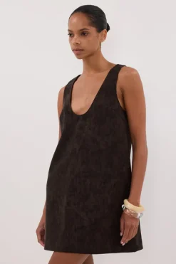 OAKLAND CHOC FAUX SUEDE MINI DRESS