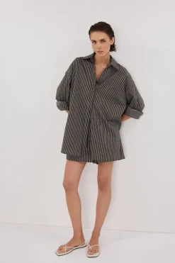 PALMA BITTER CHOC SILK BLEND SHIRT