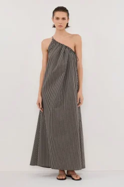 PALMA BITTER CHOC SILK BLEND MIDI DRESS