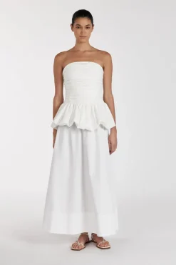PEGGY WHITE COTTON STRAPLESS TOP