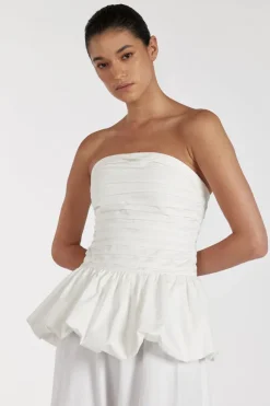 PEGGY WHITE COTTON STRAPLESS TOP