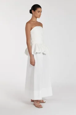 PEGGY WHITE COTTON STRAPLESS TOP