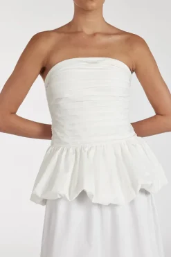 PEGGY WHITE COTTON STRAPLESS TOP