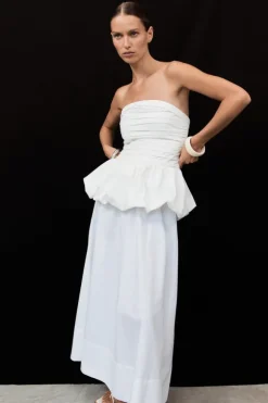 PEGGY WHITE COTTON STRAPLESS TOP