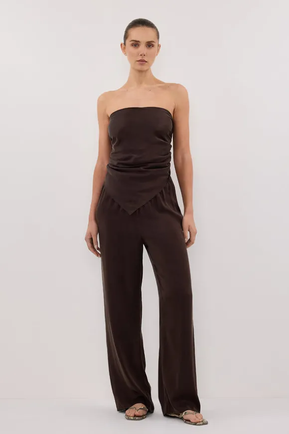 PERCY BITTER CHOC SILK SCARF TOP