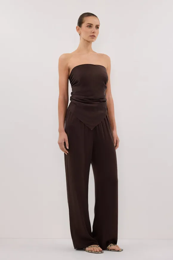 PERCY BITTER CHOC SILK SCARF TOP