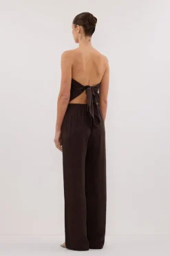 PERCY BITTER CHOC SILK SCARF TOP