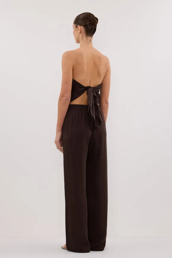 PERCY BITTER CHOC SILK SCARF TOP