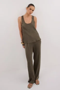 PERCY OLIVE SILK PANT