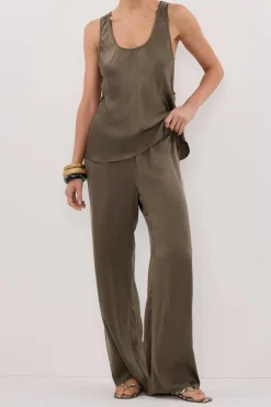 PERCY OLIVE SILK PANT