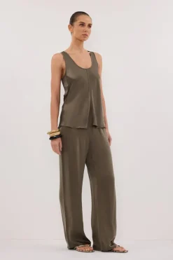 PERCY OLIVE SILK PANT