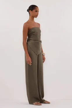 PERCY OLIVE SILK SCARF TOP