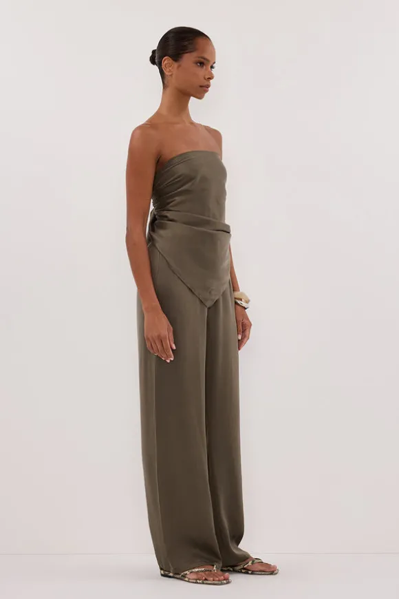 PERCY OLIVE SILK SCARF TOP