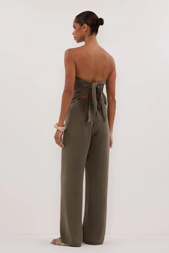 PERCY OLIVE SILK SCARF TOP