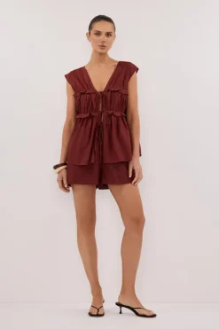 QUINN SAHARA LINEN RUFFLE TOP