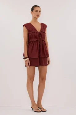 QUINN SAHARA LINEN RUFFLE TOP