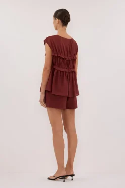QUINN SAHARA LINEN RUFFLE TOP