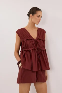 QUINN SAHARA LINEN RUFFLE TOP