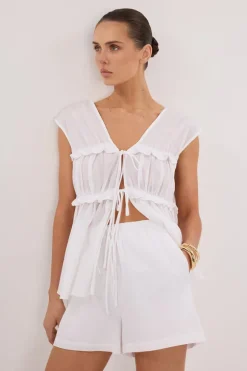 QUINN WHITE LINEN SHORT