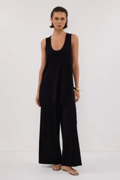 RAY BLACK WIDE LEG KNIT PANT