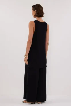 RAY BLACK WIDE LEG KNIT PANT