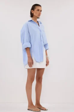 RHEA BLUE OVERSIZED COTTON SHIRT