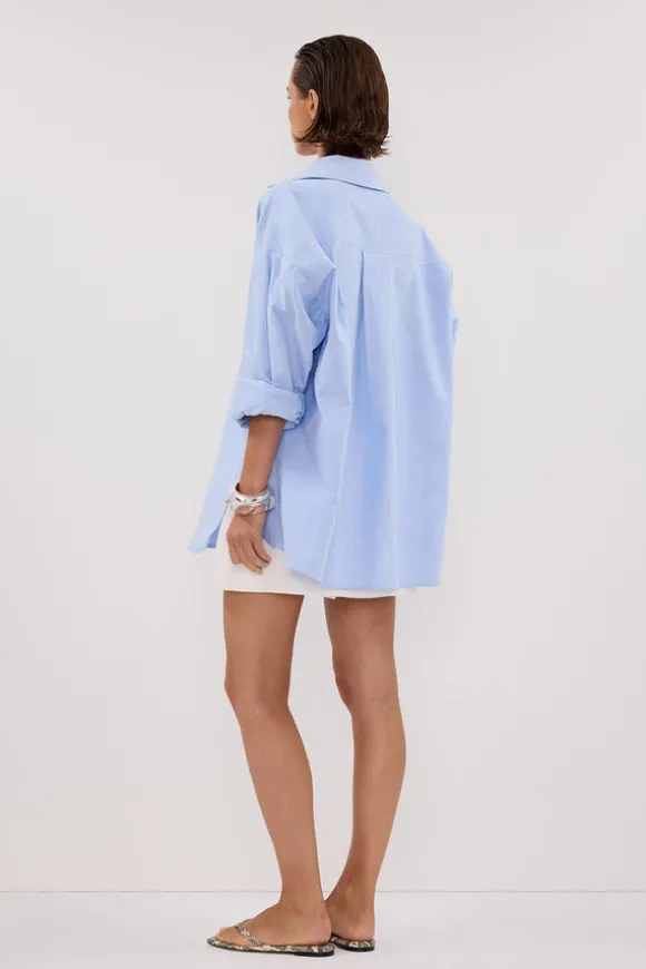 RHEA BLUE OVERSIZED COTTON SHIRT