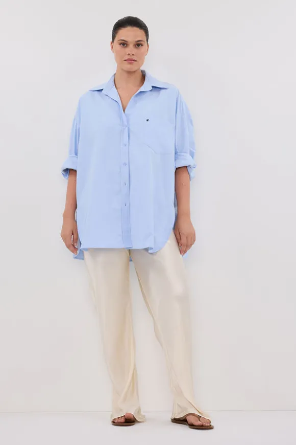 RHEA BLUE OVERSIZED COTTON SHIRT