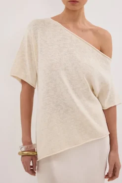 RICK CREAM ASYM KNIT TOP