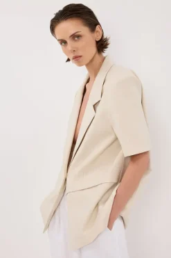 RITA SAND SHORT SLEEVE BLAZER
