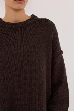 ROY CHOC LONGLINE KNIT JUMPER
