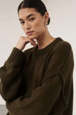 ROY OLIVE LONGLINE KNIT JUMPER