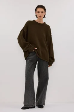 ROY OLIVE LONGLINE KNIT JUMPER