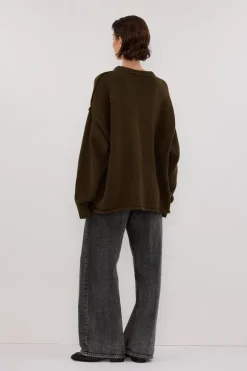ROY OLIVE LONGLINE KNIT JUMPER