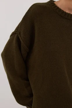 ROY OLIVE LONGLINE KNIT JUMPER