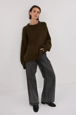 ROY OLIVE LONGLINE KNIT JUMPER