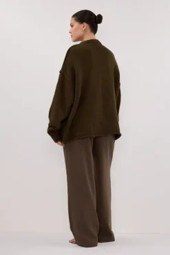 ROY OLIVE LONGLINE KNIT JUMPER