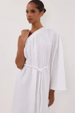 SALLY WHITE LINEN MIDI DRESS