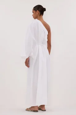 SALLY WHITE LINEN MIDI DRESS